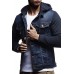 Men's Knit Hooded Denim Jacket Fashion Stitching Denim Coat