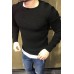 T60 Men's Round Collar Burst Shoulder Sleeve Hole Long Sleeve Sweater Sweater