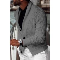 Men's Solid Color Fashion Casual Slim Fit Knit Cardigan Sweater