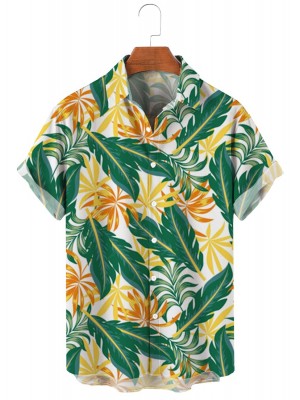 Men's Hawaiian Leaf Print Shirt 96182731X